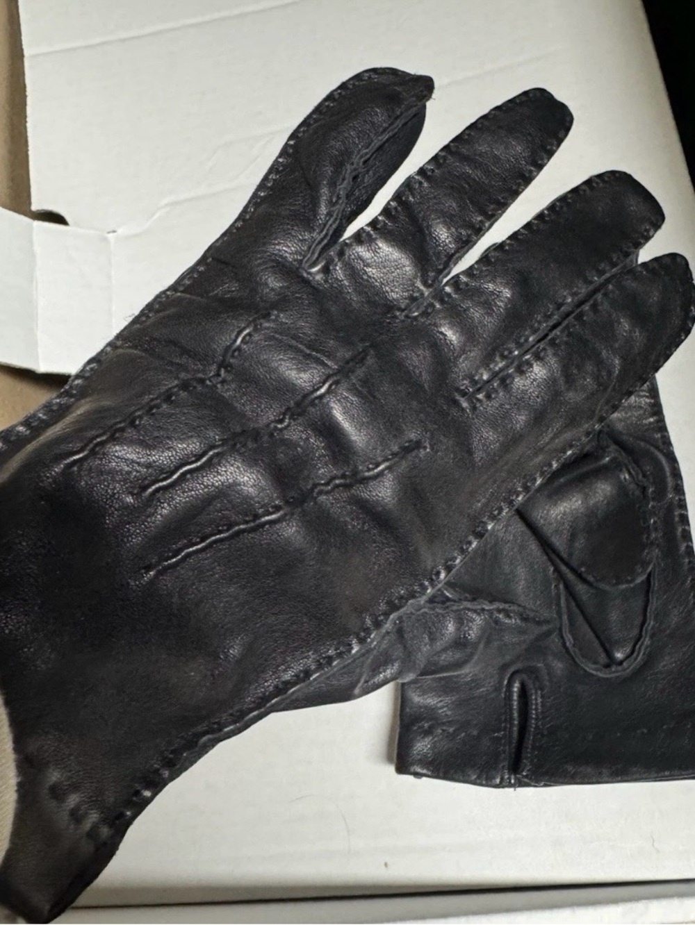 Black Leather Men's Driving Gloves